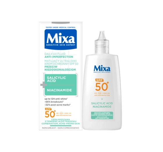 Kliknij na zdjęcie, aby je powiększyć Mixa Mattierende ultraleichte Gesichtsschutzcreme SPF50+ gegen Unreinheiten 40 ml