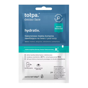 Tołpa Dermo Face Hydrativ – feuchtigkeitsspendende Hyaluron-Maske für Gesicht und Augenpartie, 2 x 6 ml