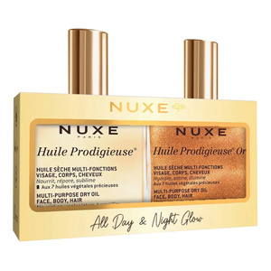 Nuxe Set „All Day & Night Glow“: Trockenöl 100 ml + Or Trockenöl mit Goldpartikeln 100 ml