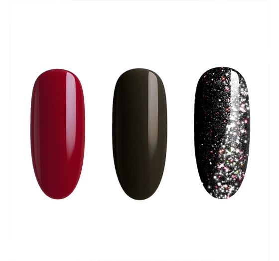 Semilac Shine With Me Hybrid-Set 592 Jelly Cherry 7 ml + 958 Jelly Blackberry 7 ml + 959 Disco Black 7 ml