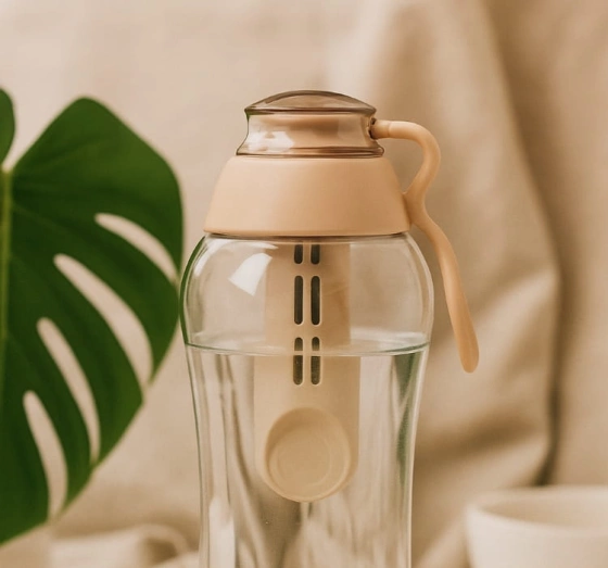 Dafi Soft Wasserflasche mit Aktivkohlefilter 0,5 l Beige
