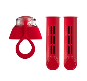 Dafi Soft 2 x Aktivkohlefilter + Verschlusskappe für Wasserflasche Rot