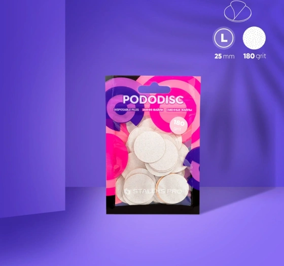 Kliknij na zdjęcie, aby je powiększyć Staleks Pro Pododisc Austauschbare Schleifpads für Pododisc L/25 mm 180 grit 50 Stück