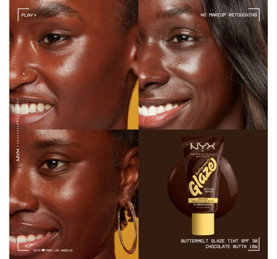 NYX Professional Makeup Buttermelt Glaze Creme-Foundation mit SPF30 10 Chocolate Butta 30 ml 