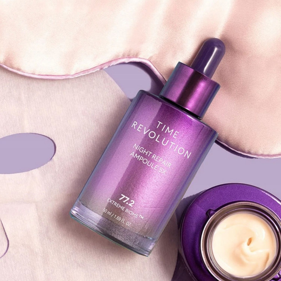 Kliknij na zdjęcie, aby je powiększyć Missha Time Revolution Night Repair Ampoule 5x straffendes Serum mit fermentiertem Bifida-Lysat 50 ml