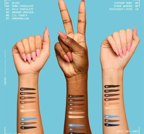 NYX Professional Makeup Epic Ink Liner wasserfester Eyeliner im Stift 01 Tapered Twinkle 1 ml