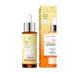 EVELINE SERUM SHOT AUFHELLENDES SERUM FÜR GESICHT 15% WITAMINY C + CG 30ML