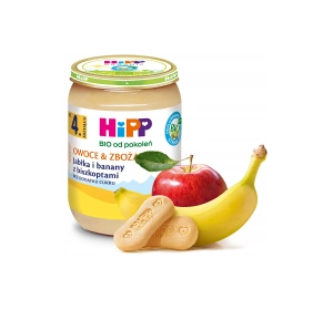 HiPP Bio Gläschen-Dessert nach dem 4. Monat Äpfel und Bananen mit Biskuit 190 g