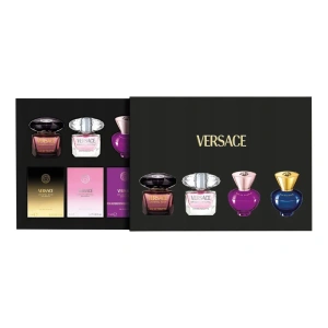 Versace Eau de Toilette Crystal Noir 5 ml + Bright Crystal 5 ml + Eau de Parfum Dylan Purple Pour Femme + Dylan Blue Pour Femme 5 ml
