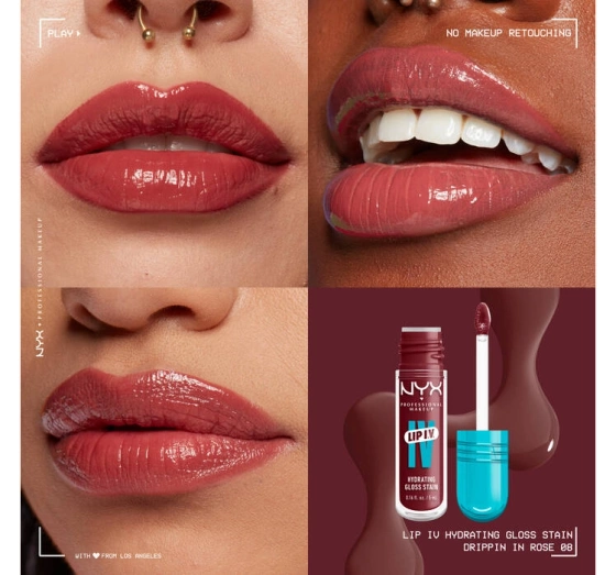 NYX Professional Makeup Lip IV Hydrating Gloss Serum Lip Gloss 08 Drippin' In Rose 5 ml