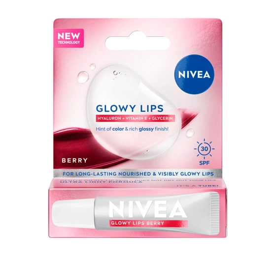 Kliknij na zdjęcie, aby je powiększyć NIVEA Glow Lips Lippenbalsam SPF30 Berry 10 ml