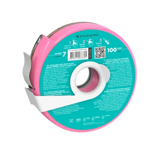 Kliknij na zdjęcie, aby je powiększyć Staleks Pro taśma Weißes Schleifband papmAm Expert 100 grit in Kunststoffbox 7 m