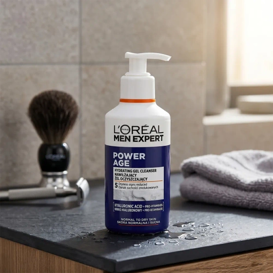 L'Oréal Paris Men Expert Power Age Feuchtigkeitsspendendes Reinigungsgel für normale und trockene Haut 260 ml