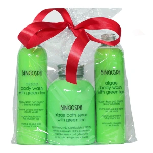 BINGOSPA Algen & Grüner Tee – Geschenkset für das Bad: Badeserum 500 ml + 2 x Duschcreme 300 ml