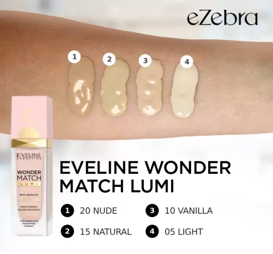EVELINE WONDER MATCH LUMI LUXURIÖSE BELEUCHTENDE FOUNDATION 15 NATURAL 30ML