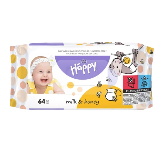 Bella Baby Happy Feuchttücher für Babys Milk & Honey 64 Stück