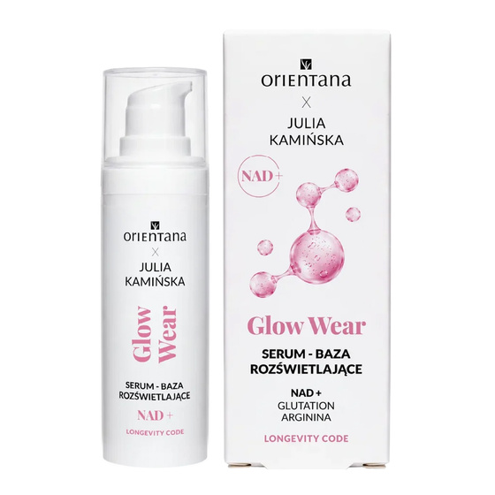 Kliknij na zdjęcie, aby je powiększyć Orientana x Julia Kamińska Longevity Code Glow Wear NAD+ Serum-Grundierung für strahlende Haut – bei müder, fahl und glanzloser Haut 30 ml