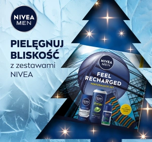 NIVEA MEN Feel Recharged Performance Set Geschenkset für Männer Duschgel 250 ml + Gesichtscreme 75 ml + Antitranspirant Roll-on 50 ml + Socken
