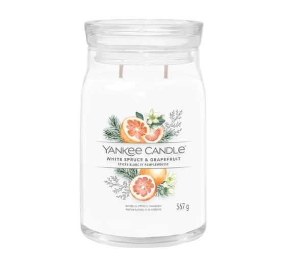 Kliknij na zdjęcie, aby je powiększyć Yankee Candle Signature Große Duftkerze White Spruce & Grapefruit 567 g