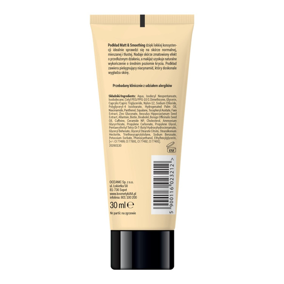 Kliknij na zdjęcie, aby je powiększyć AA MATT & SMOOTHING MATTIERENDE UND GLÄTTENDE GRUNDIERUNG 107 DARK BEIGE 30ML
