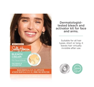 Sally Hansen Set zum Aufhellen der Gesichts- und Körperbehaarung: Creme 50 ml + Aktivator 50 ml