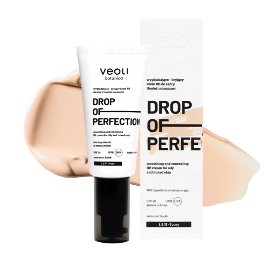 Veoli Botanica Drop of Perfection Glättend-deckende BB-Creme für fettige und Mischhaut SPF20 1.5 N Ivory 30 ml