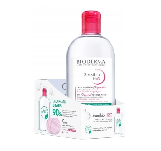 Bioderma Sensibio H2O Mizellenwasser Empflindliche Haut 500ml + Mehrweg-Pads