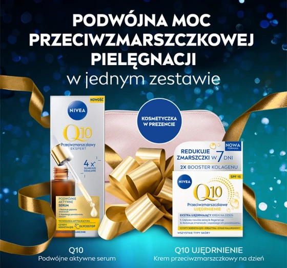 NIVEA Q10 Elegance Geschenkset mit Gesichtspflege-Kosmetik und Kosmetiktasche