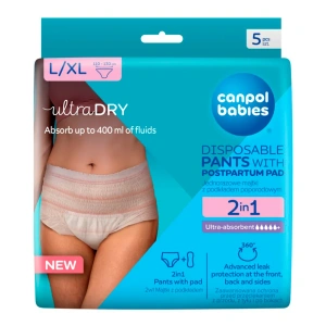Canpol Babies Ultra Dry Einweg-Unterhosen mit postnataler Einlage, Größe L/XL, 5 Stück