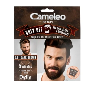DELIA CAMELEO MEN GREY OFF FOR HAIR BEARD & MOUSTACHE 3.0 DARK BROWN 2x15ML