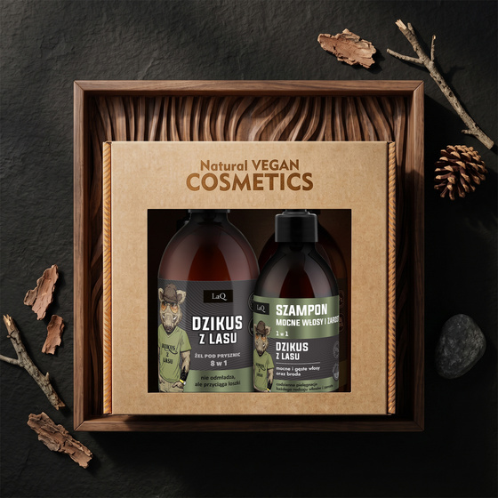 LaQ Dzikus z Lasu Geschenkset für Männer Duschgel 8in1 500 ml + Haarshampoo 300 ml