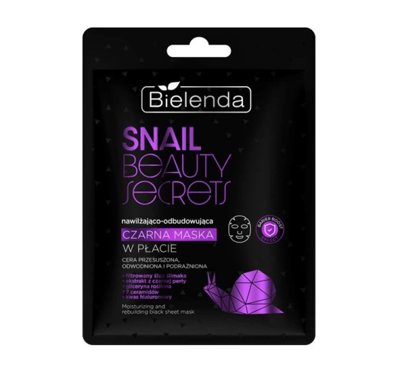 Bielenda Snail Beauty Secrets Feuchtigkeitsspendend-regenerierende schwarze Tuchmaske 