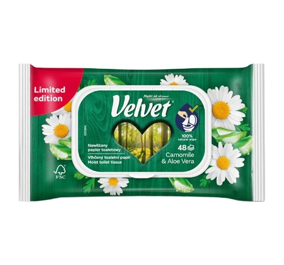 Velvet Camomile & Aloe Vera Feuchtes Toilettenpapier 48 Stück