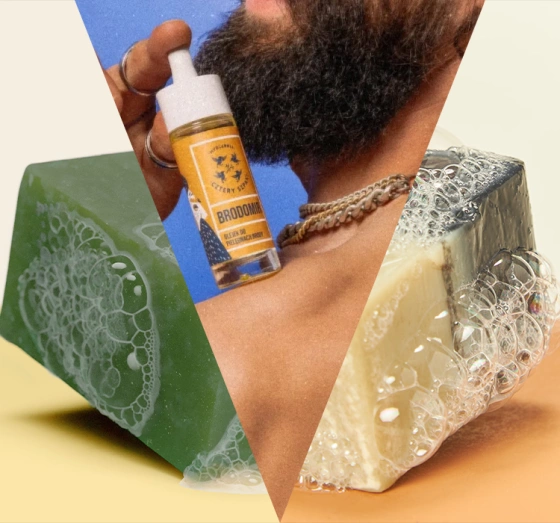 Kliknij na zdjęcie, aby je powiększyć Mydlarnia Cztery Szpaki Geschenkset Naturkosmetik für Männer Mężny Bartöl Brodomir 30 ml + Körperseife Wyrwidąb, 110 g + Seife Waligóra 110 g