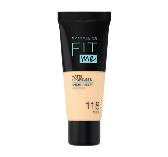 Kliknij na zdjęcie, aby je powiększyć MAYBELLINE FIT ME! MATTE + PORELESS LIQUID FOUNDATION GRUNDIERUNG 118 NUDE 30ML