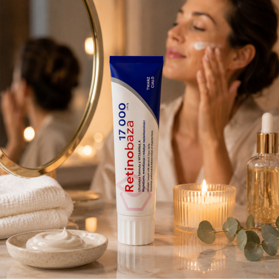 Retinobaza 17000 – pharmazeutische Creme mit Vitamin A gegen Falten, Hautverfärbungen und Hautunreinheiten, 30 g