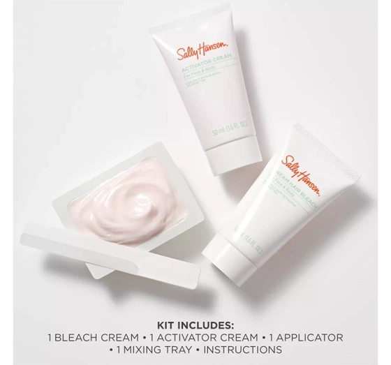 Kliknij na zdjęcie, aby je powiększyć Sally Hansen Set zum Aufhellen der Gesichts- und Körperbehaarung: Creme 50 ml + Aktivator 50 ml