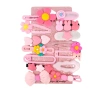 eCarla Haarspangen-Set SP411 „Rosa Blumen“, 14 Stück