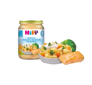 HiPP Bio Gläschen nach dem 1. Lebensjahr Lachs-Nudelgericht mit Karotten und Brokkoli 250 g