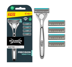 WILKINSON QUATTRO TITANIUM SENSITIVE RASIERER + 4 RASIERKLINGEN