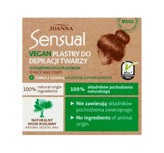 JOANNA SENSUAL VEGAN KALTWACHSSTREIFEN FÜR DAS GESICHT 12 STÜCK +10ML 