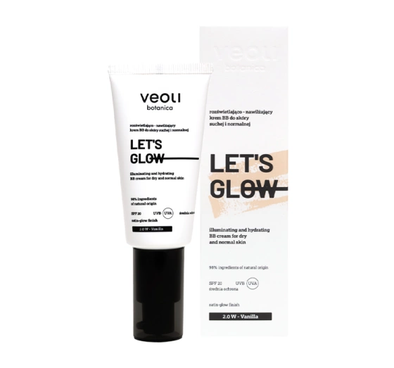 Kliknij na zdjęcie, aby je powiększyć Veoli Botanica Let's Glow Illuminierend-feuchtigkeitsspendende BB-Creme für trockene und normale Haut SPF20 2.0 W Vanilla 30 ml