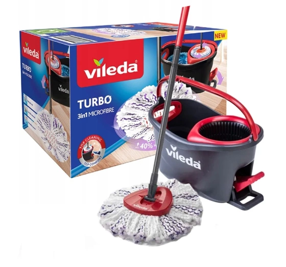 Vileda Turbo 3in1 Microfibre Set Wischmopp mit Eimer