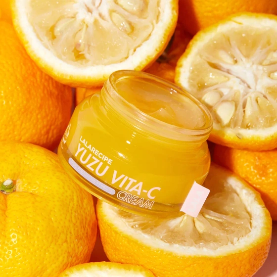 LalaRecipe Yuzu Vita C Cream – aufhellende Gesichtscreme mit Vitamin C und 5 % Niacinamid, 50 ml