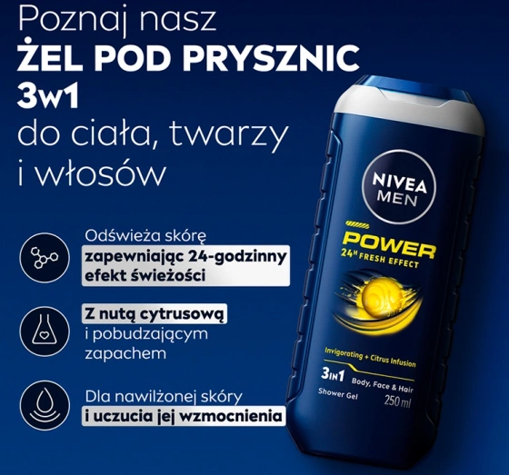 NIVEA MEN POWER FRESH DUSCHGEL FÜR MÄNNER 500ML