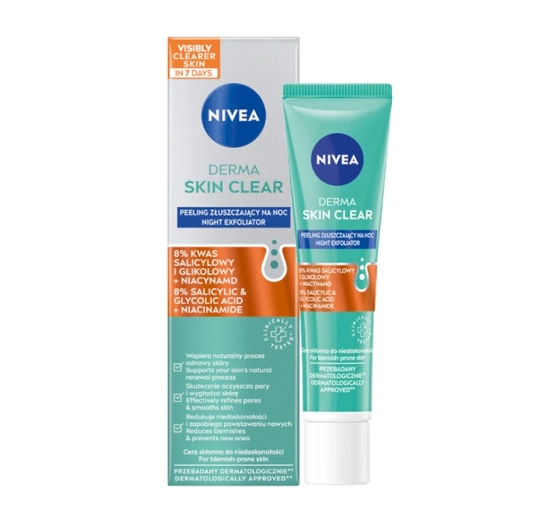 Kliknij na zdjęcie, aby je powiększyć NIVEA DERMA SKIN CLEAR NACHTPEELING 40ML