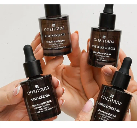 Kliknij na zdjęcie, aby je powiększyć Orientana Ampulle aufhellendes Gesichtsserum Ashwagandha Vitamin C Tranexamsäure 30ml