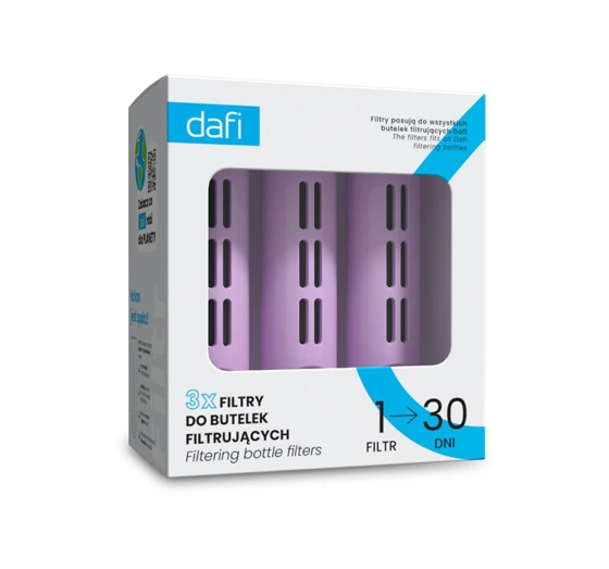 Dafi Aktivkohlefilter für Dafi Soft und Solid Wasserflasche Violett 3 Stück