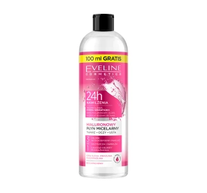 Eveline Cosmetics Hyaluron Mizellenwasser für trockene, empfindliche und überempfindliche Haut duftfrei 500 ml