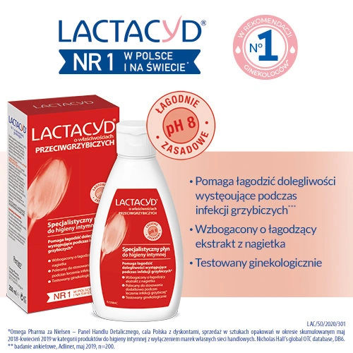 Kliknij na zdjęcie, aby je powiększyć LACTACYD ANTIMYKOTIKUM GYNÄKOLOGISCHE FLUSSIGKEIT ZUR INTIMHYGIENE 200ML